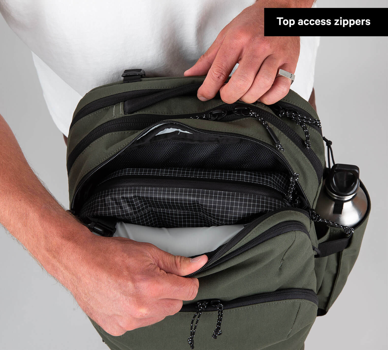 Travel Backpack Green storage space