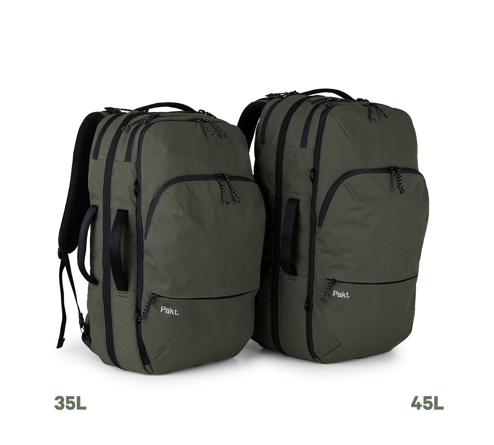 two green travel backpacks