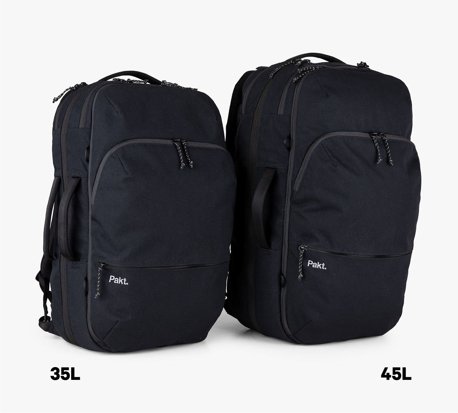 Two black travel backpacks
