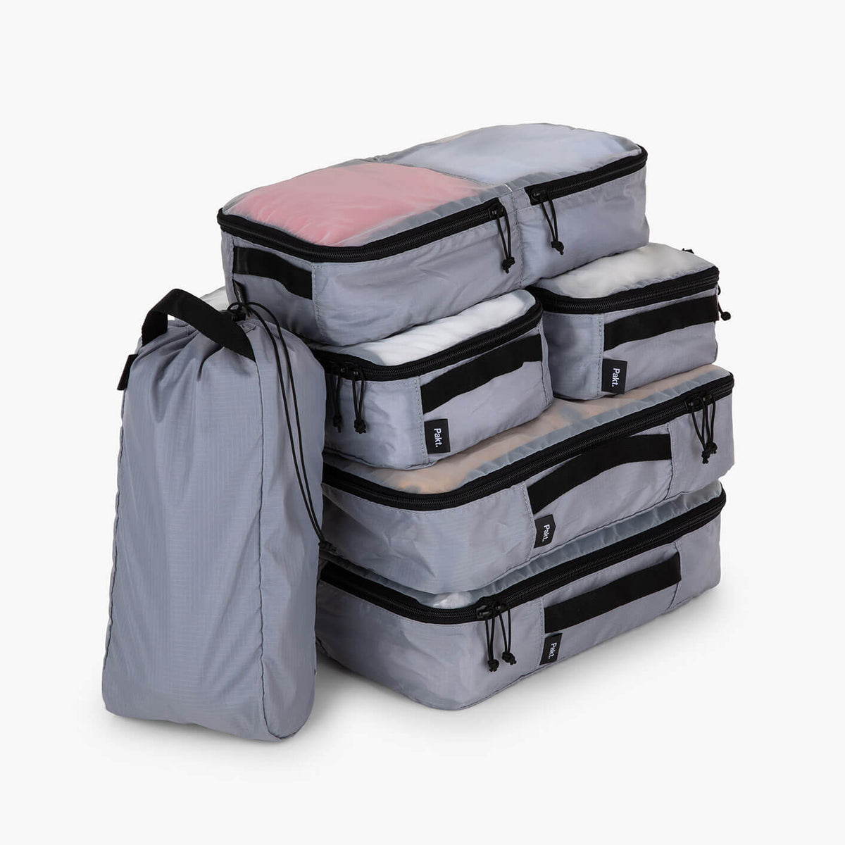 best travel backpack with packing cubes Pakt 6-Piece Packing Cube Set Black