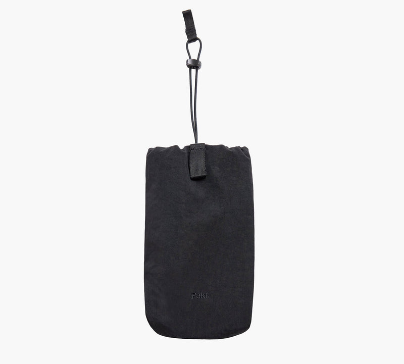 Black Pakt bottle sleeve with adjustable drawcord and clip