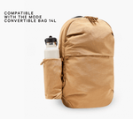 Tan backpack with MODE bottle sleeve and white bottle - COMPATIBLE WITH THE MODE CONVERTIBLE BAG 14L