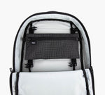 Black and white checkered Clip-In Pouch with clips inside a white sling bag