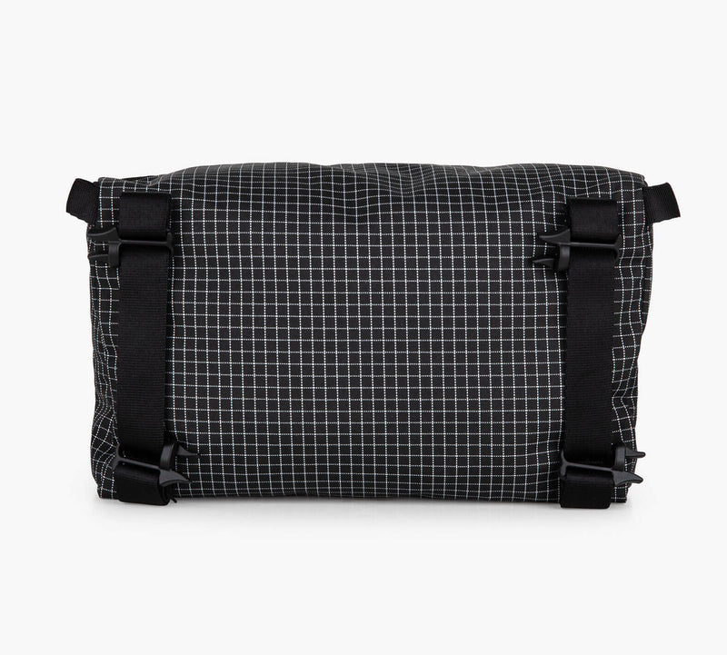 Black and white grid-Clip-In Pouch with black buckles