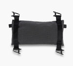 Black and white grid-Clip In Pouch with four black adjustable straps and buckles