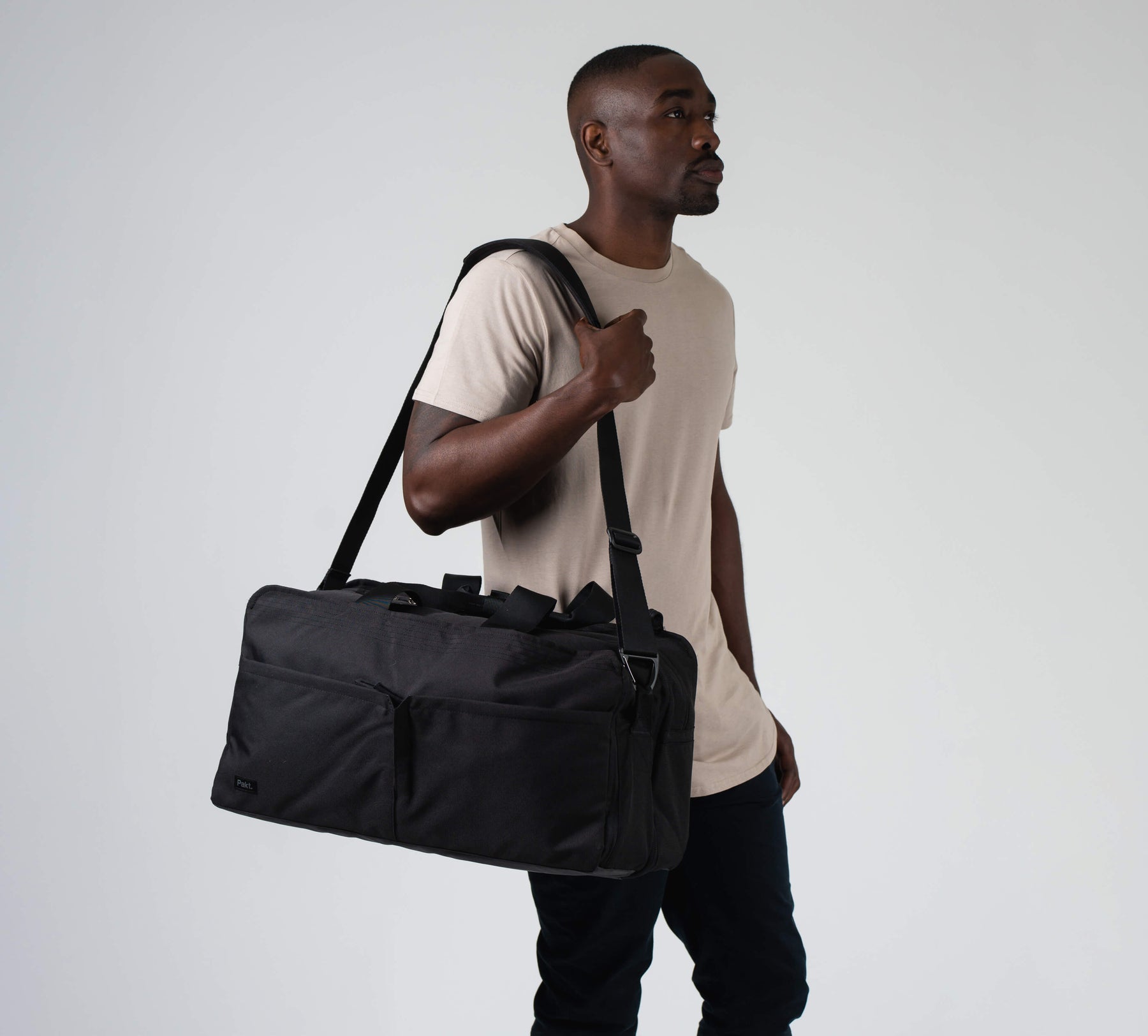 the 50L travel backpack/duffel includes a long, padded shoulder strap