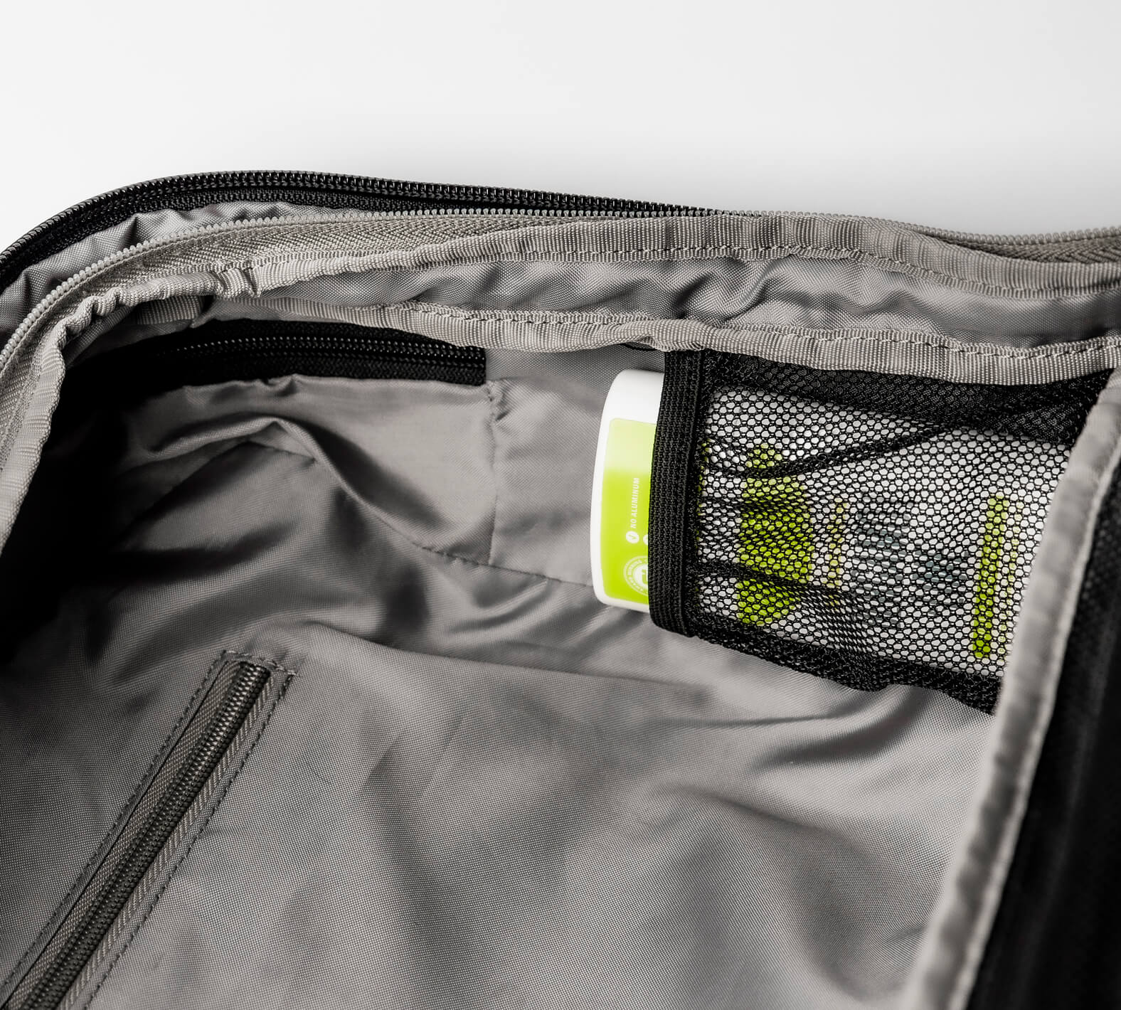 Interior mesh pockets are the perfect place to store small personal items like deodorant.